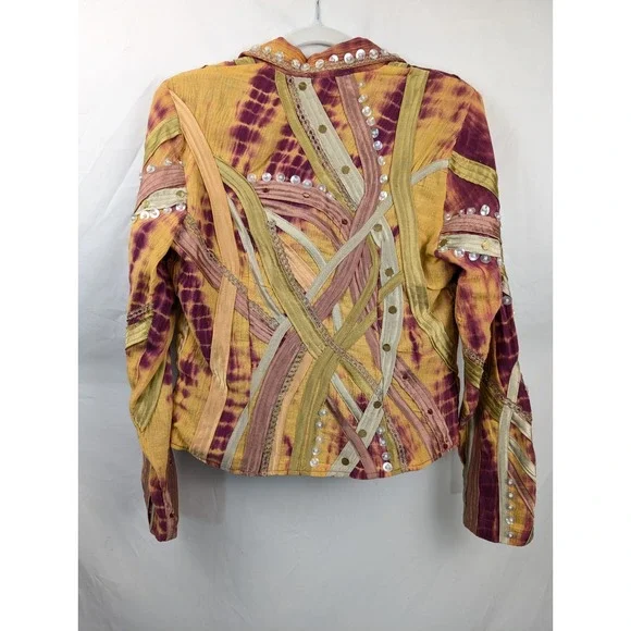 Vintage Y2K Womens Beaded Quilted Jacket Size XS Cottagecore Boho Indie Tapestry - Picture 7 of 9